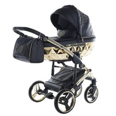 Junama Handcraft Enzo Black & Gold Pram – 2 in 1 Luxury Travel System Junama