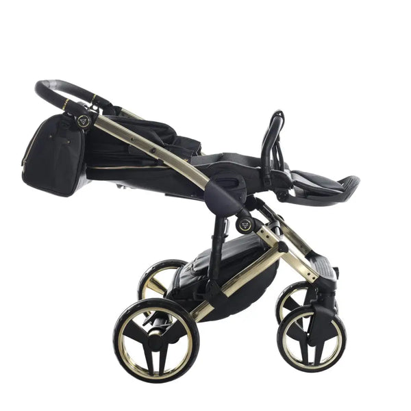Junama Handcraft Enzo Black & Gold Pram – 2 in 1 Luxury Travel System Junama