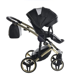Junama Handcraft Enzo Black & Gold Pram – 2 in 1 Luxury Travel System Junama