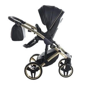 Junama Handcraft Enzo Black & Gold Pram With Isofix – 4 in 1 Luxury Travel System Junama