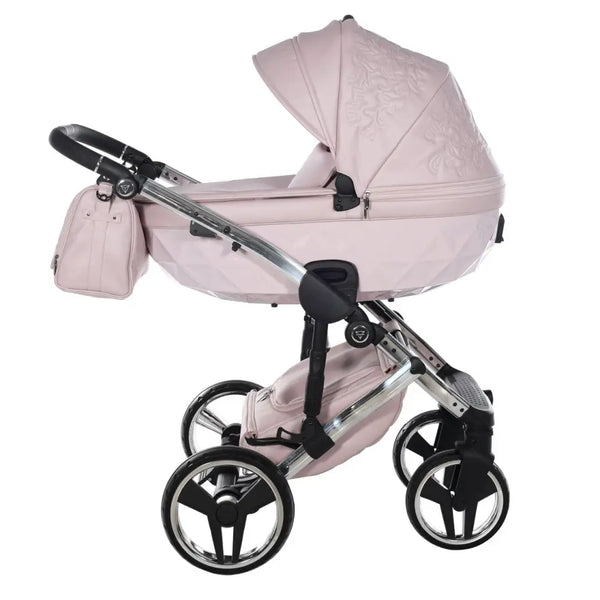 Junama Handcraft Enzo Pink Pram – 2 in 1 Luxury Travel System Junama