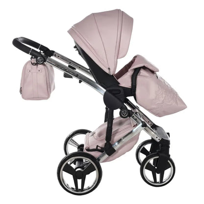 Junama Handcraft Enzo Pink Pram With Isofix Base – 4 in 1 Luxury Travel System Junama