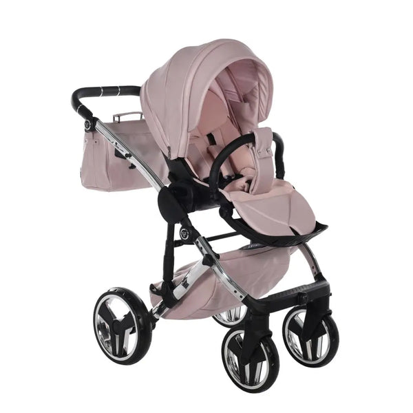 Junama Handcraft Enzo Pink Pram With Isofix Base – 4 in 1 Luxury Travel System Junama