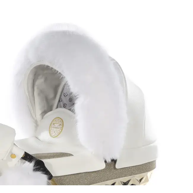 Junama Luxury White Dolls Pram Fur Hood  Junama   