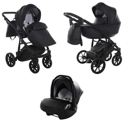 Junama Space Eco Leatherette 3 in 1 Pram - Black