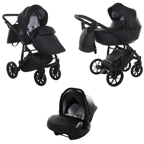 Junama Space Eco Leatherette 3 in 1 Pram - Black  Junama   