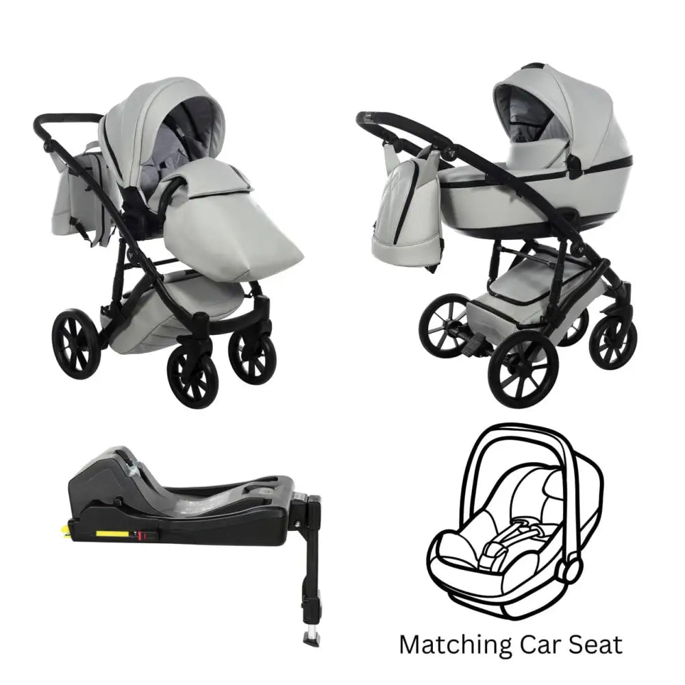 Junama Space Eco Leatherette 4 in 1 Pram with Isofix Base - Grey Junama