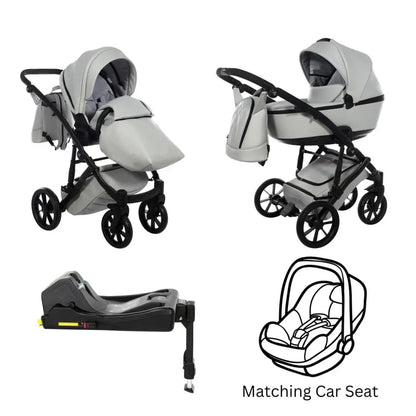 Junama Space Eco Leatherette 4 in 1 Pram with Isofix Base - Grey Junama