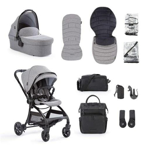 Junior Jones Aylo Grey Marl - 11 Piece Luxury Stroller Bundle