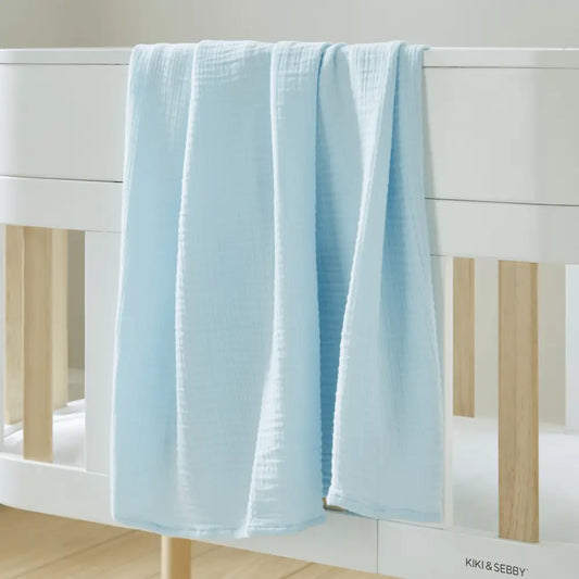 Kiki & Sebby 4 Layer Muslin Blanket - Blue Kikki & Sebbi