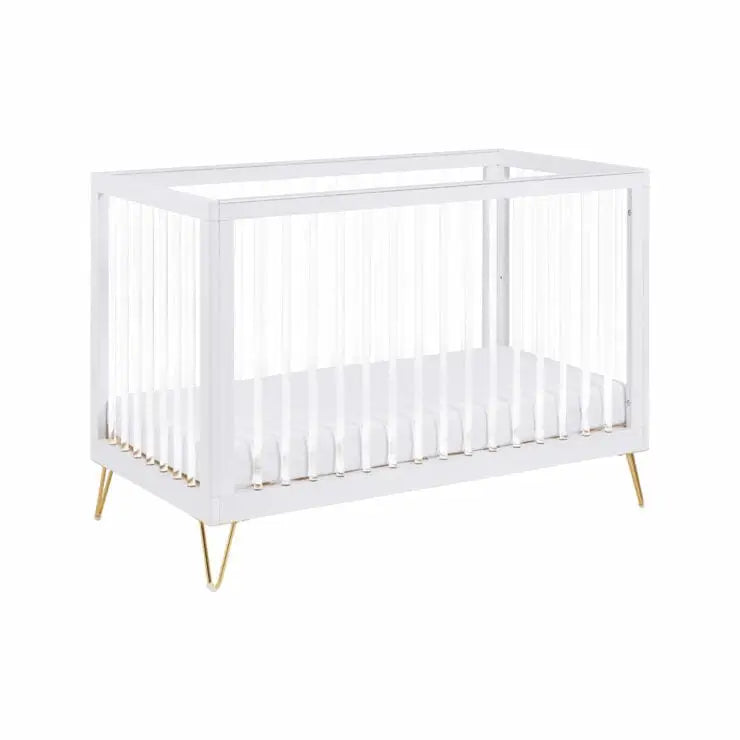 Kimi Acrylic Cot Bed in White and Gold 120cm x 60cm Babymore