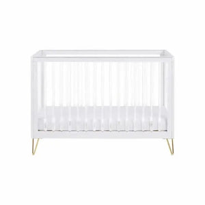 Kimi Acrylic Cot Bed in White and Gold 120cm x 60cm Babymore