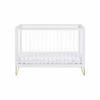 Kimi Acrylic Cot Bed in White and Gold 120cm x 60cm Babymore