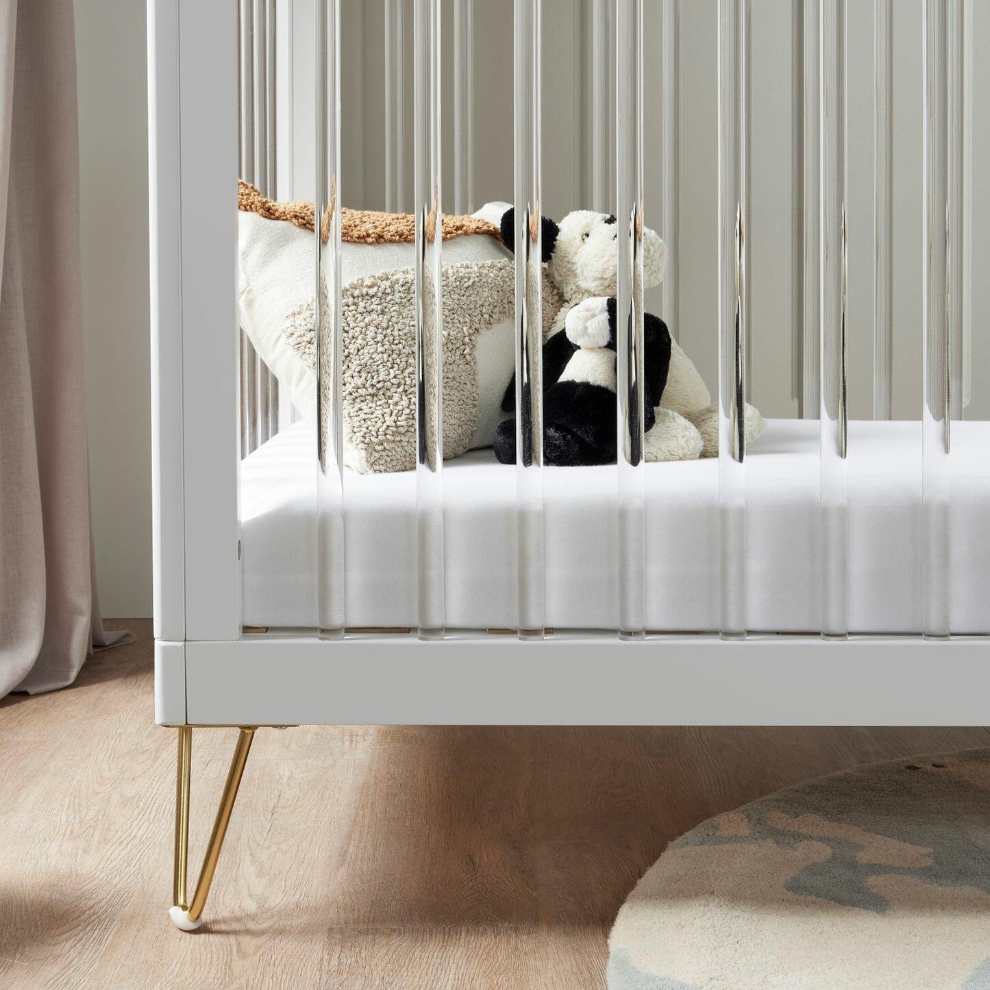 Kimi Acrylic Cot Bed in White and Gold 120cm x 60cm  Babymore   