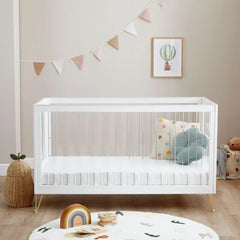 Kimi Acrylic Cot Bed in White and Gold 140cm x 70cm