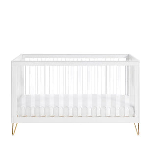 Kimi Acrylic Cot Bed in White and Gold 140cm x 70cm Babymore
