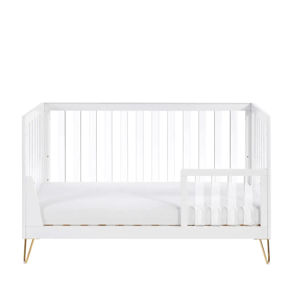 Kimi Acrylic Cot Bed in White and Gold 140cm x 70cm Babymore