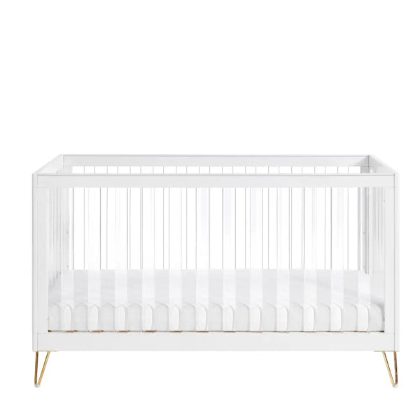 Kimi Acrylic Cot Bed in White and Gold 140cm x 70cm Babymore