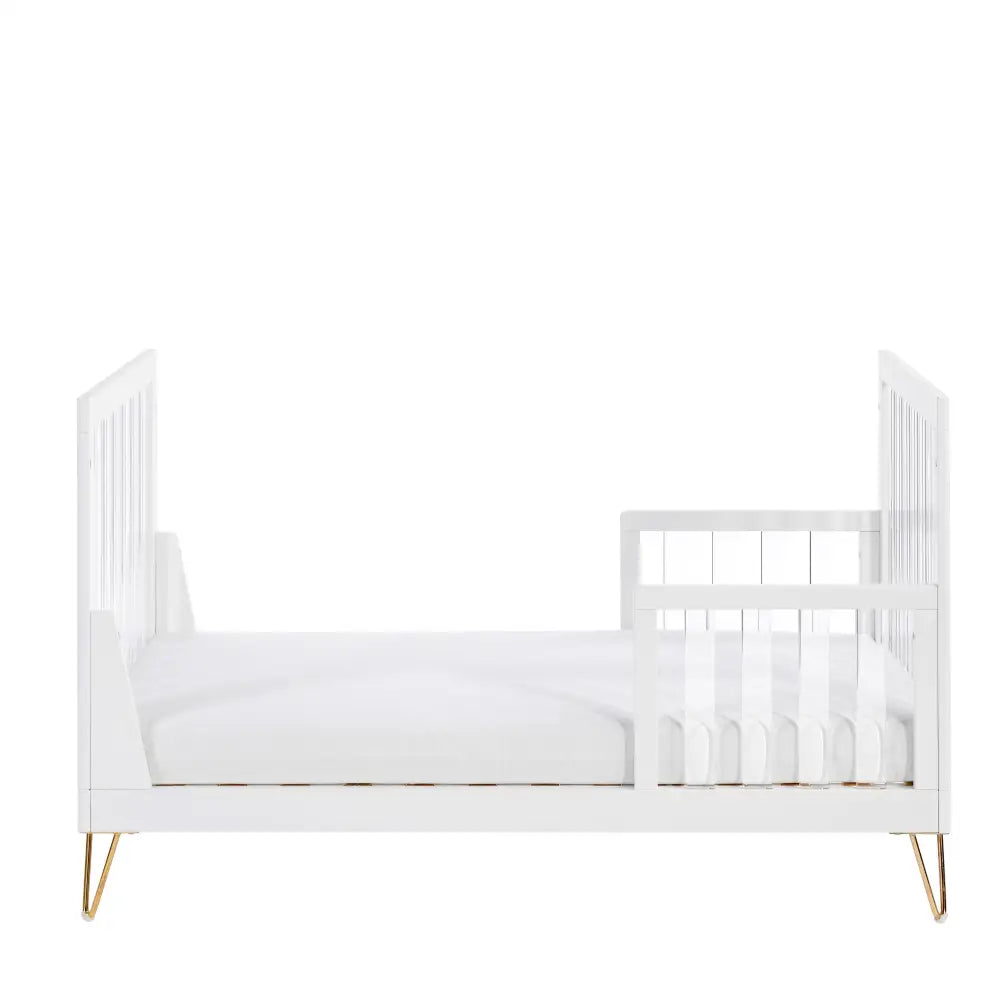 Kimi Acrylic Cot Bed in White and Gold 140cm x 70cm Babymore