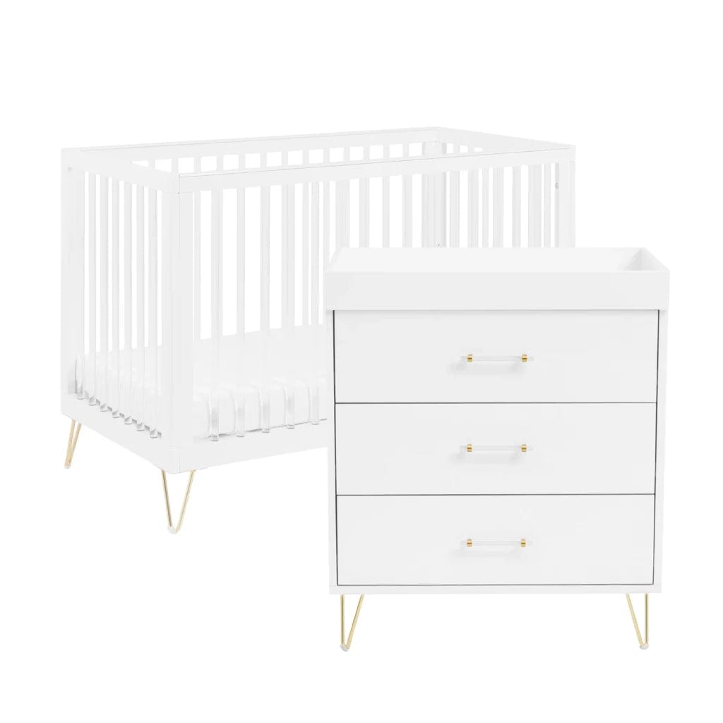 Kimi Acrylic Mini Cot Bed 2 Piece Nursery Furniture Set Babymore