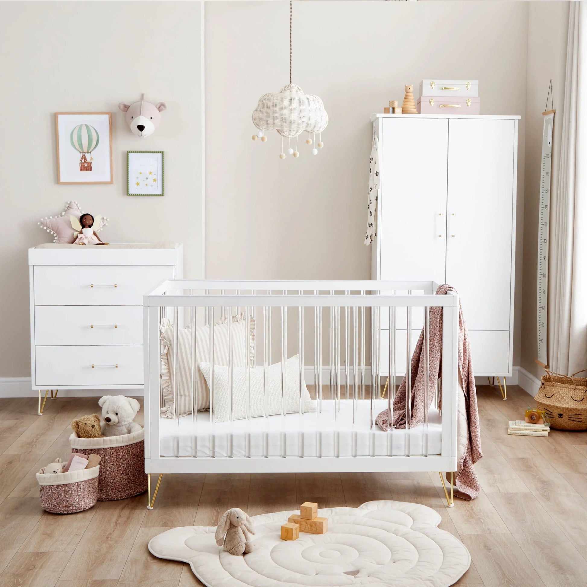 Kimi Acrylic Mini Cot Bed 3 Piece Nursery Furniture Set Babymore