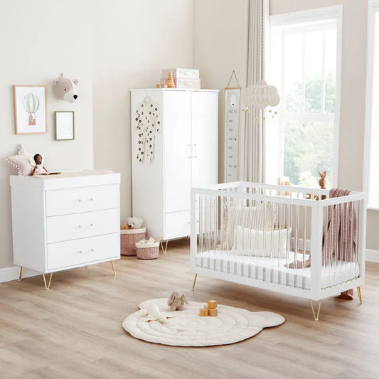 Kimi Acrylic Mini Cot Bed 3 Piece Nursery Furniture Set Babymore