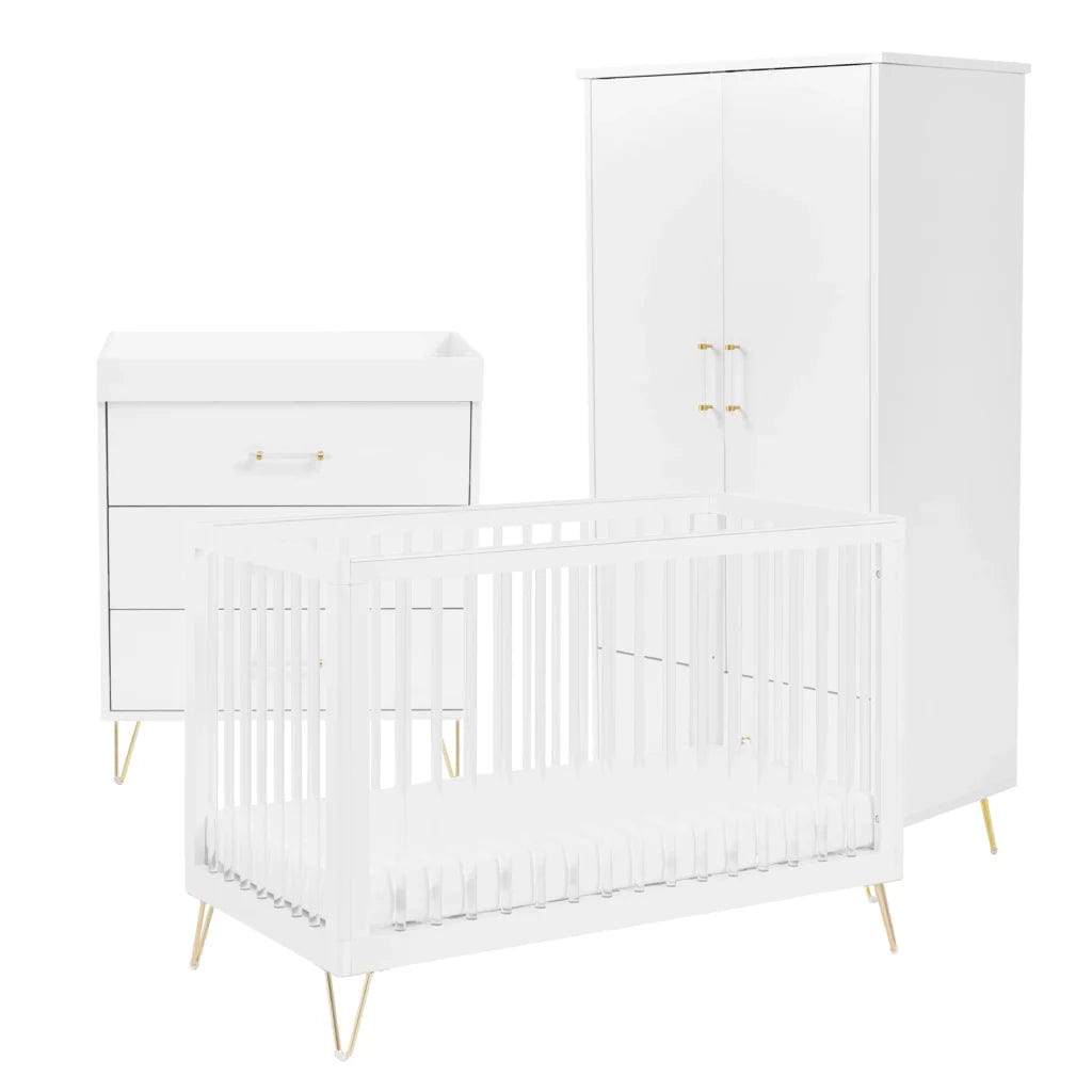 Kimi Acrylic Mini Cot Bed 3 Piece Nursery Furniture Set Babymore