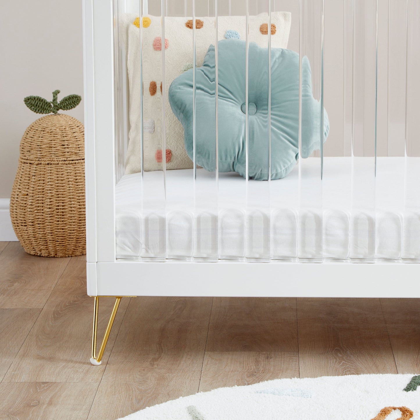 Kimi Acrylic XL 2 Piece Nursery Furniture in White and Gold Babymore