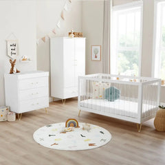 Kimi Acrylic XL 3 Piece Nursery Furniture in White and Gold