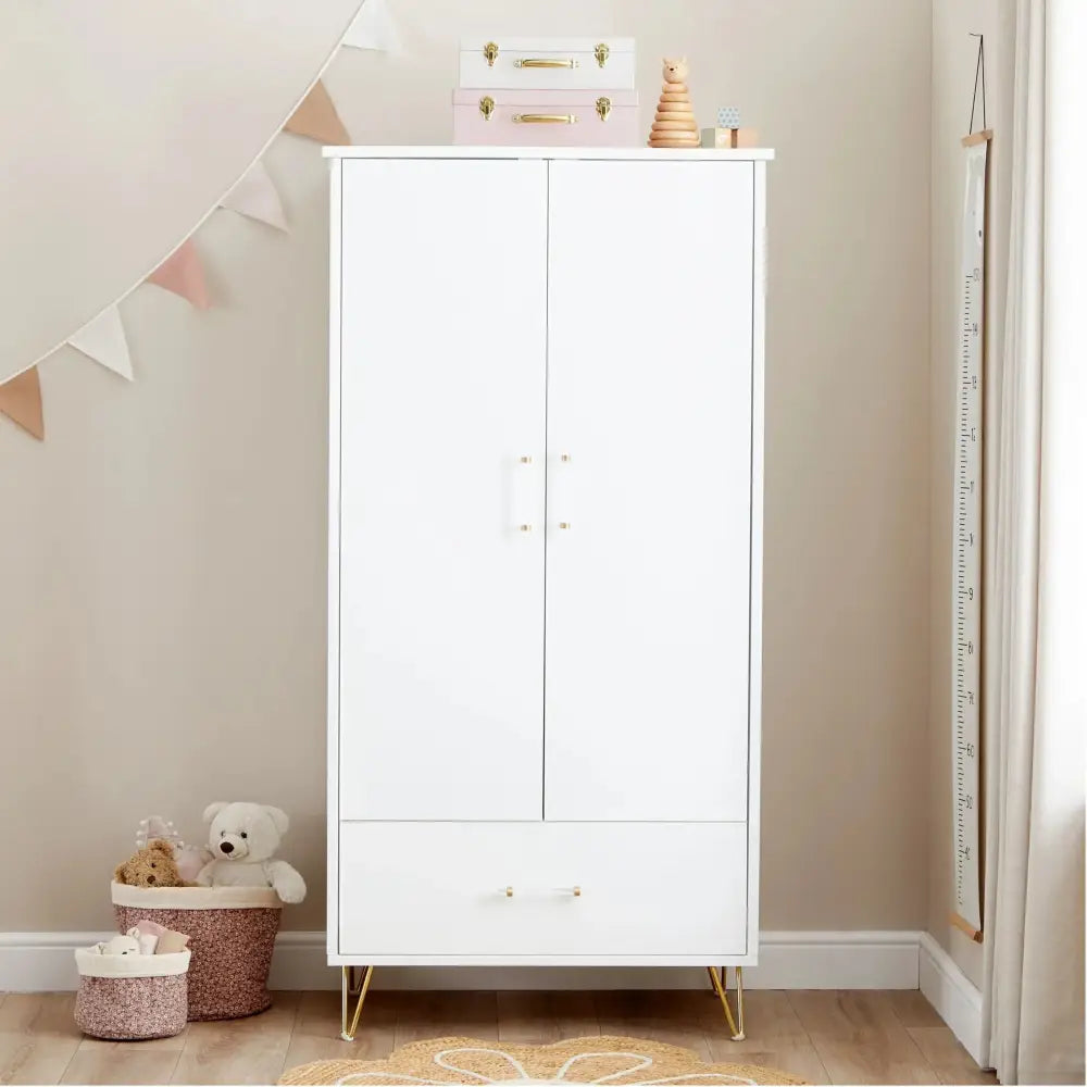 Kimi Acrylic XL 3 Piece Nursery Furniture in White and Gold Babymore
