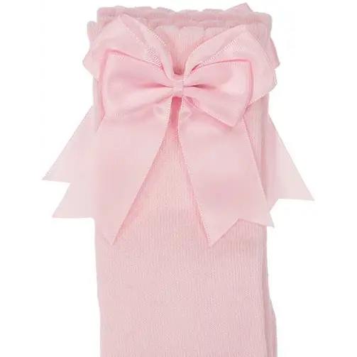 Knee High Baby Pink Double Bow Socks - General