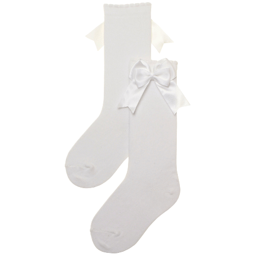 Knee High Baby White Bow Socks  Tambino 2-2-4years  