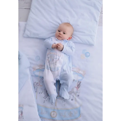 Luxury 5-Piece Blue Baby Bedding Set – Carousel Design | 100% Cotton | Fits Standard Cot