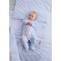 Luxury 5-Piece Blue Baby Bedding Set – Carousel Design | 100% Cotton | Fits Standard Cot