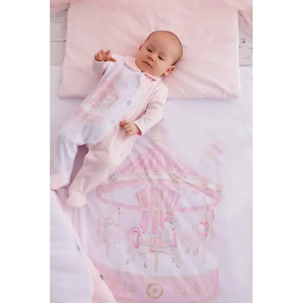 Luxury 5-Piece Pink Baby Bedding Set – Carousel Design | 100% Cotton | Fits Standard Cot
