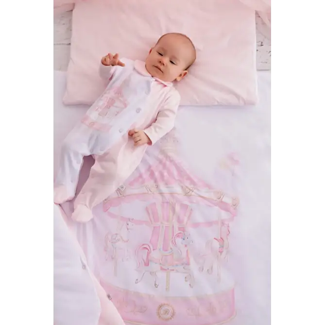 Luxury 5-Piece Pink Baby Bedding Set – Carousel Design | 100% Cotton | Fits Standard Cot