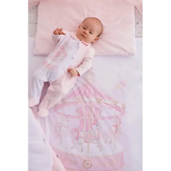 Luxury 5-Piece Pink Baby Bedding Set – Carousel Design | 100% Cotton | Fits Standard Cot