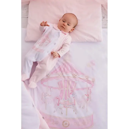 Luxury 5-Piece Pink Baby Bedding Set – Carousel Design | 100% Cotton | Fits Standard Cot