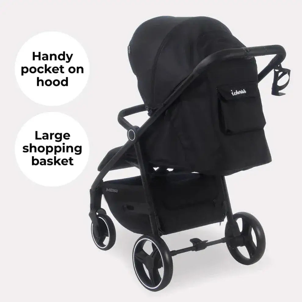 MB160 Plus Pushchair with Raincover - Black Leopard General My Babiie