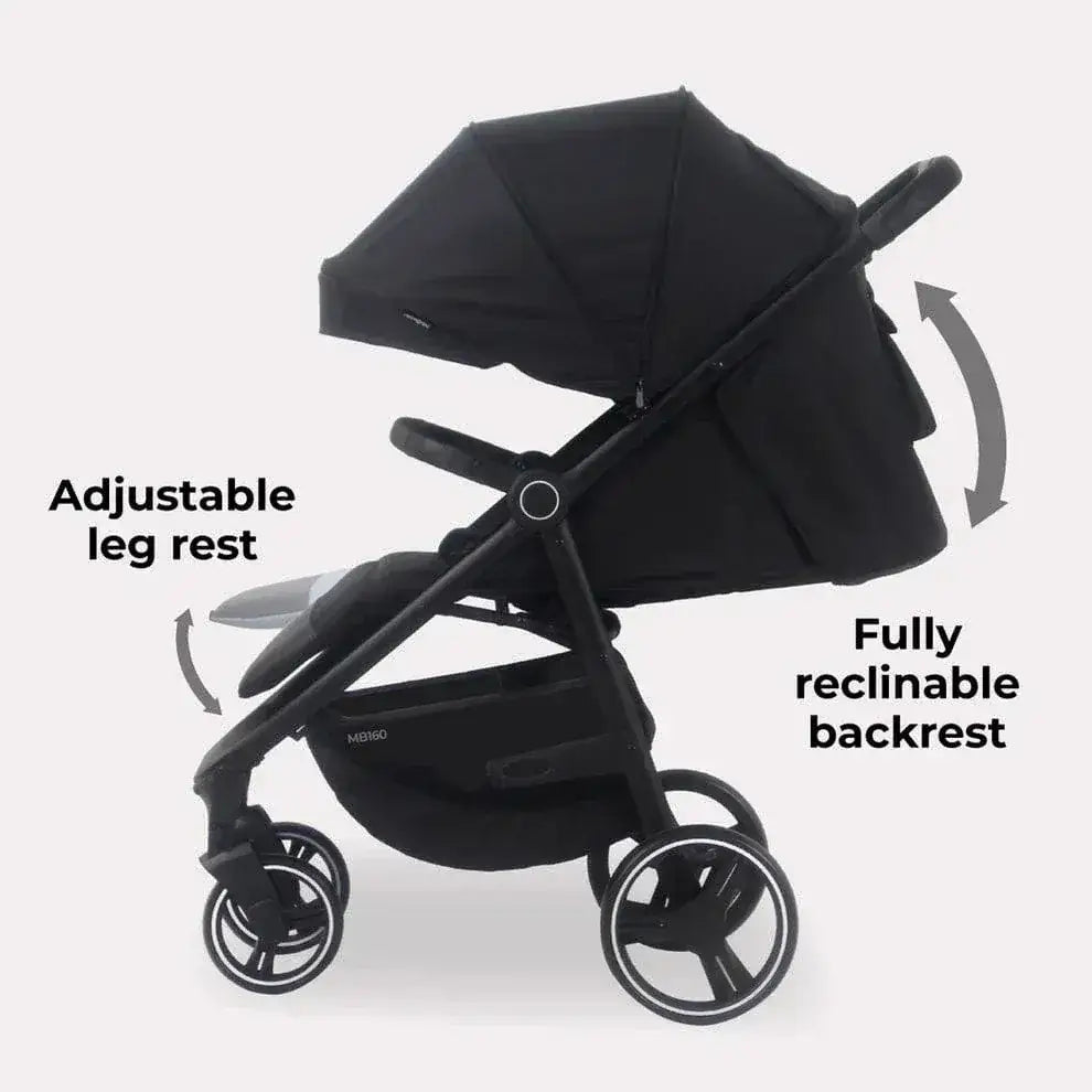 MB160 Plus Pushchair with Raincover - Black Leopard General My Babiie