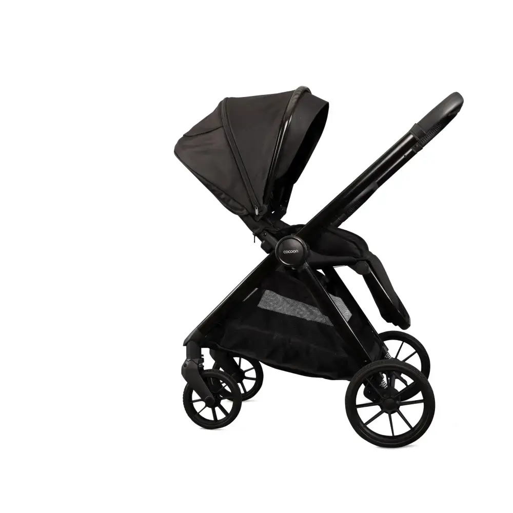 Mee-go Cocoon 4-in-1 Travel System with 360° Spin Car Seat ISOFIX Base & House Stand - Liquorice