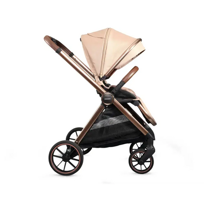 Mee-go Cocoon 4-in-1 Travel System with 360° Spin Car Seat ISOFIX Base & House Stand - Toffee