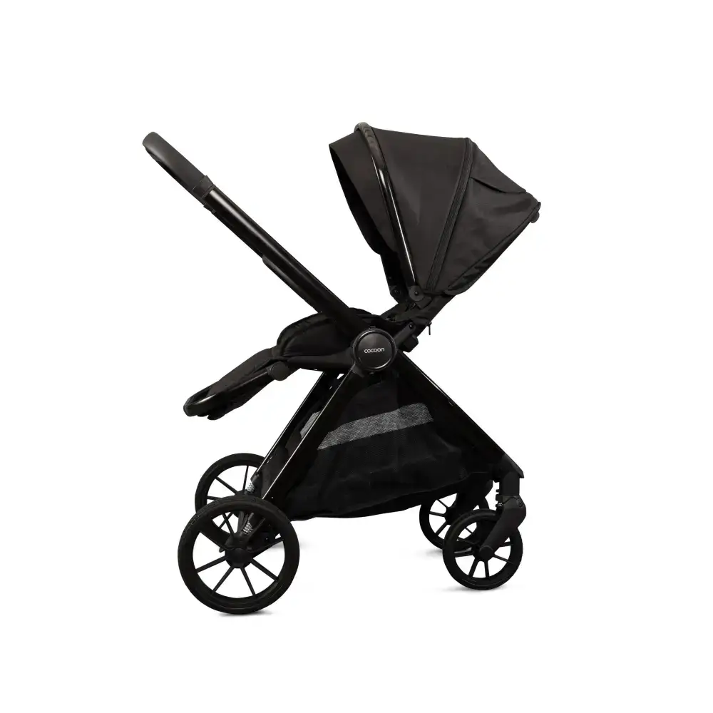 Mee-go Cocoon 4-in-1 Travel System with 360° Spin Car Seat ISOFIX Base & House Stand - Liquorice