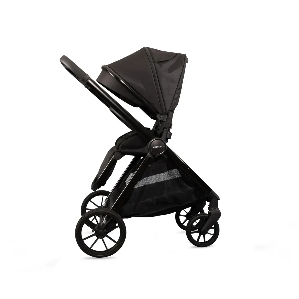 Mee-go Cocoon 4-in-1 Travel System with 360° Spin Car Seat ISOFIX Base & House Stand - Liquorice