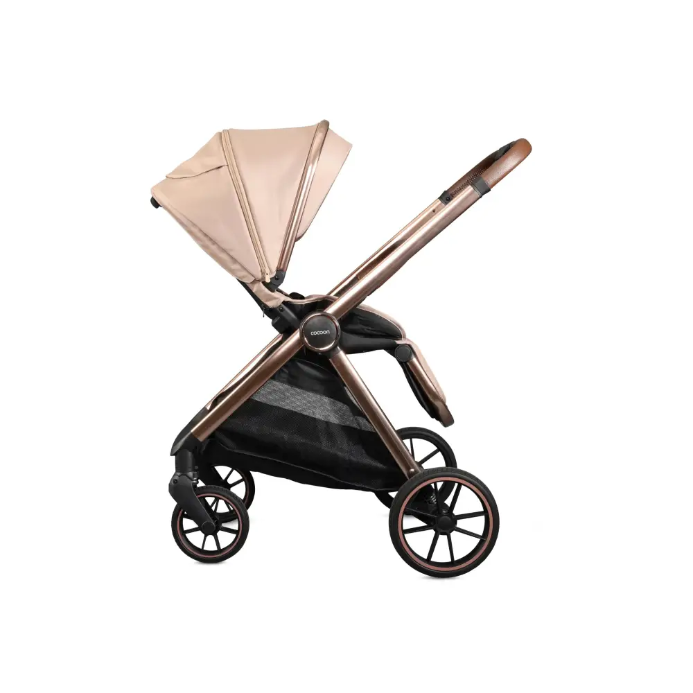 Mee-go Cocoon 4-in-1 Travel System with 360° Spin Car Seat ISOFIX Base & House Stand - Toffee