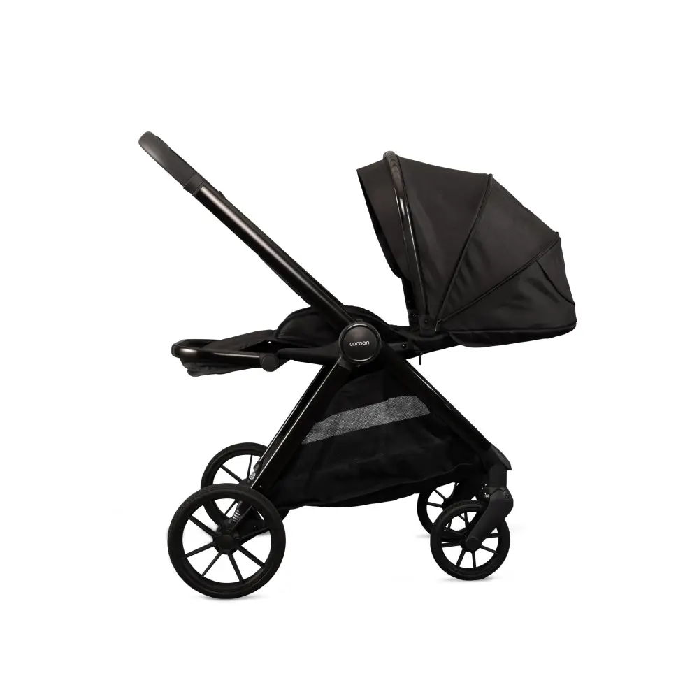 Mee-go Cocoon 4-in-1 Travel System with 360° Spin Car Seat ISOFIX Base & House Stand - Liquorice
