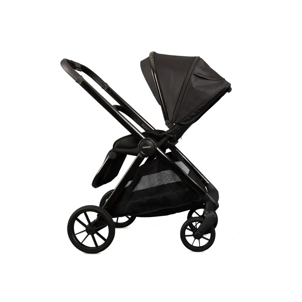 Mee-go Cocoon 4-in-1 Travel System with 360° Spin Car Seat ISOFIX Base & House Stand - Liquorice