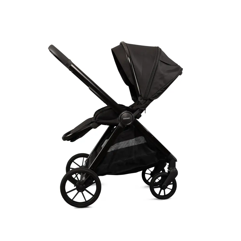 Mee-go Cocoon 4-in-1 Travel System with 360° Spin Car Seat ISOFIX Base & House Stand - Liquorice