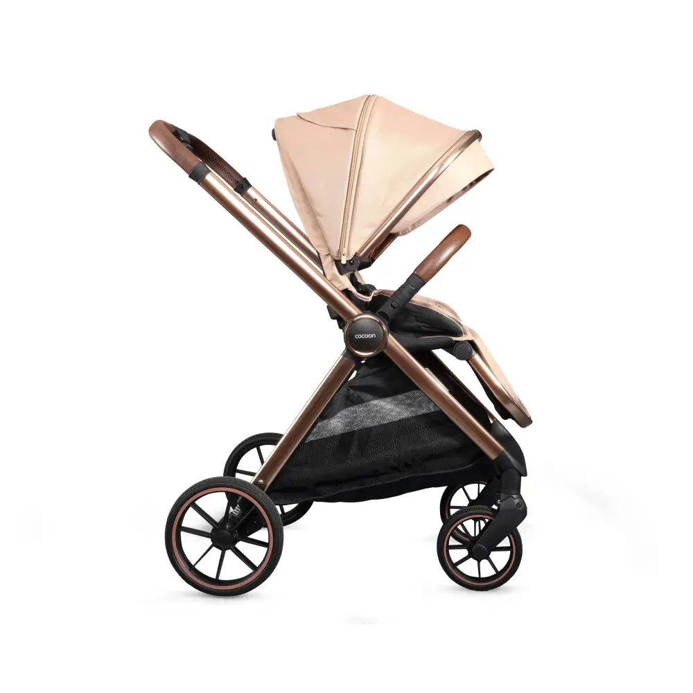 Mee-go Cocoon 4-in-1 Travel System with 360° Spin Car Seat ISOFIX Base & House Stand - Toffee