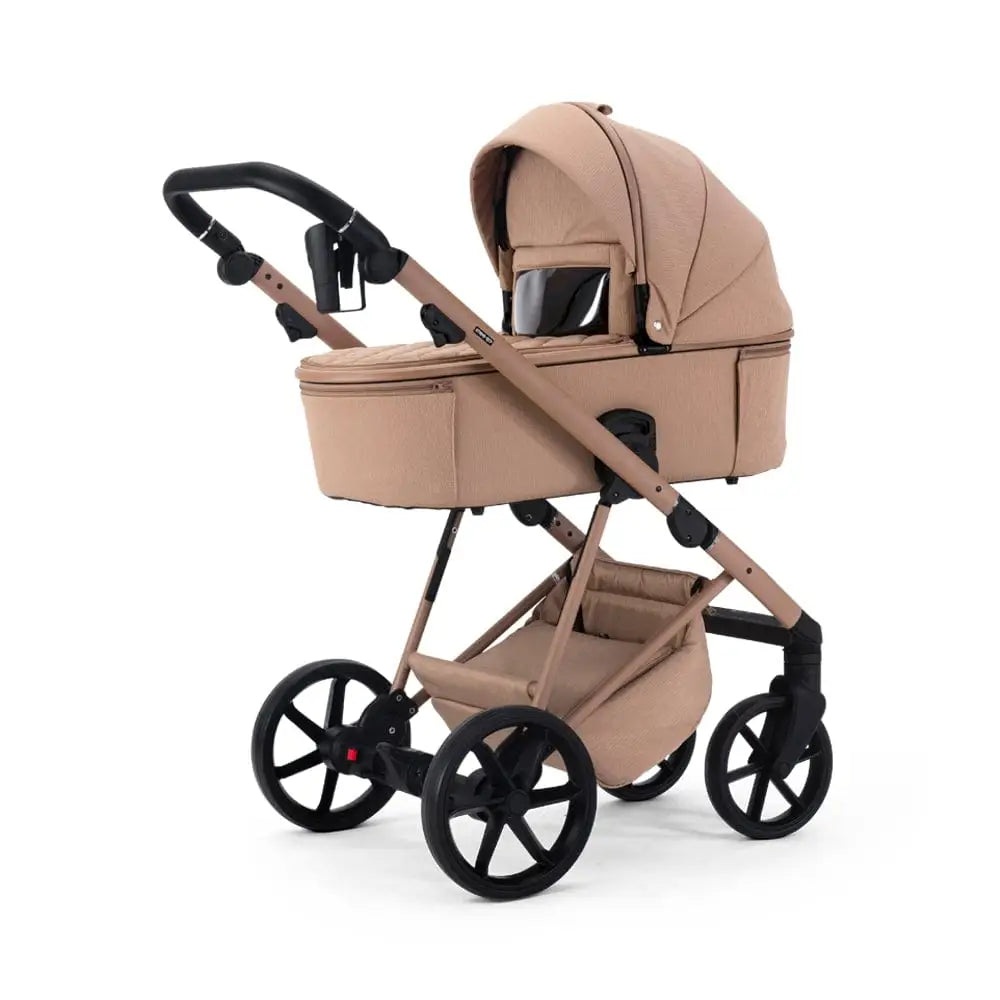 Mee-Go Milano Natura 3 in 1 Travel System + ISOFIX Base – Camel | with 360 Spin Car Seat General Mee-go